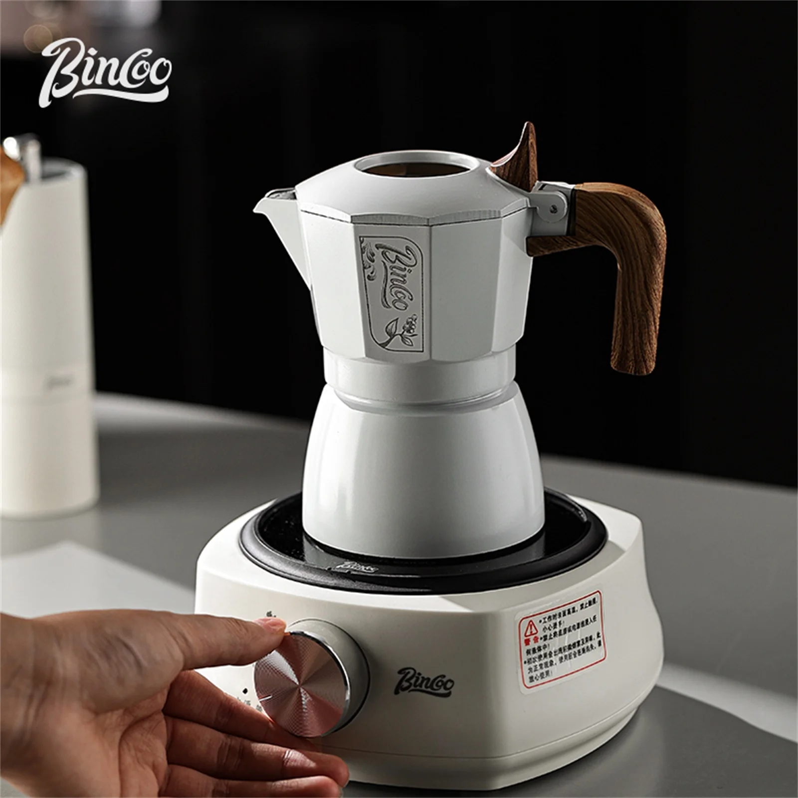 

Bincoo Double Valve Moka Pot Espresso Machine Extraction Set Hand Brewed Coffee Moka Pot Outdoor Italian Home Barista Tools 220v