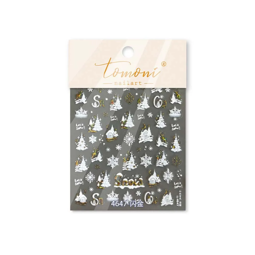 

Nail Accessories Christmas Snowflake Nail Sticker 5D Bronzing Diamond Shell Light Christmas Diamond Nail Decal Christmas Tree