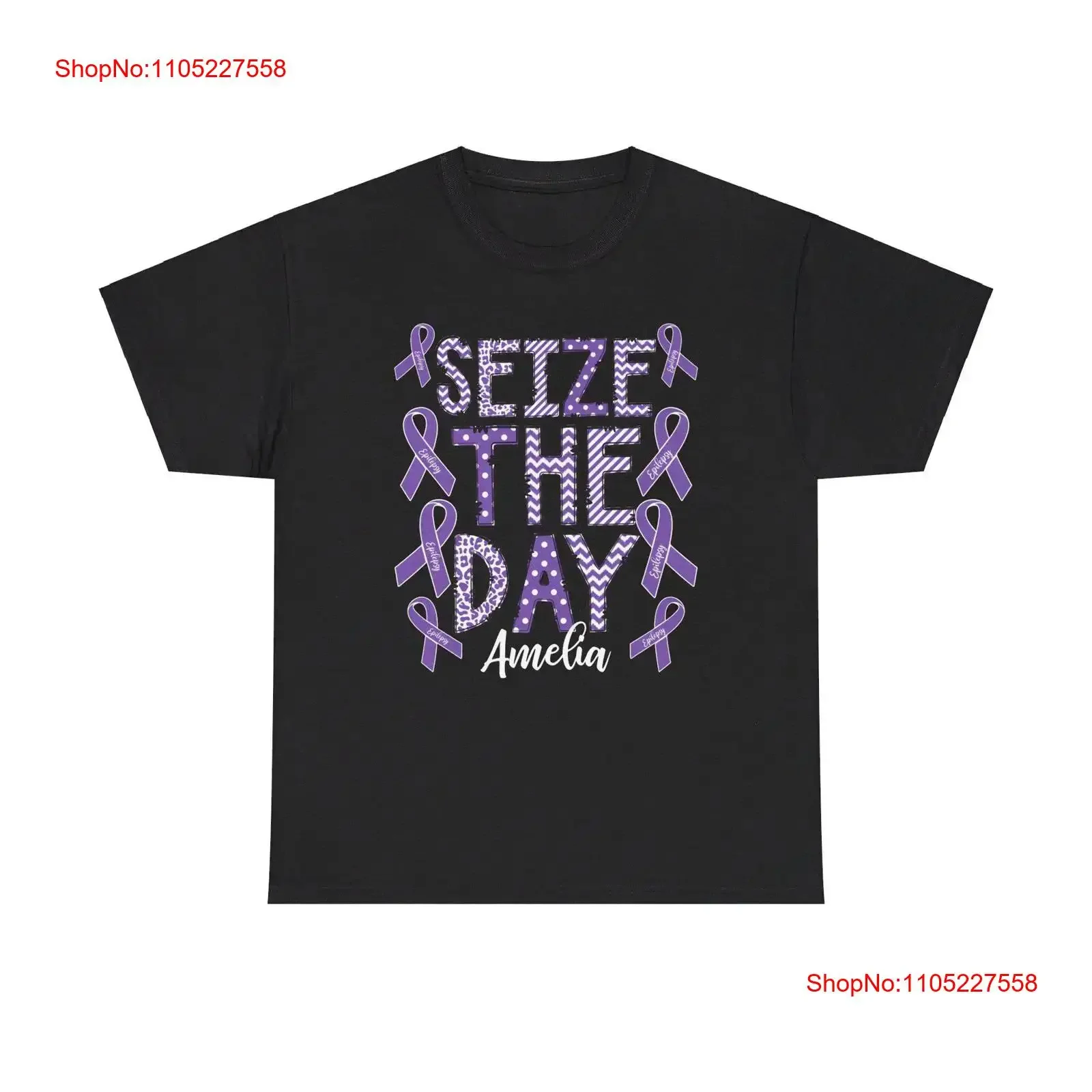 Personalized Epilepsy Awareness T Shirt Seize the Day Funny Fighter Purple Ribbon vintage Washed Stylish fashion Unisex