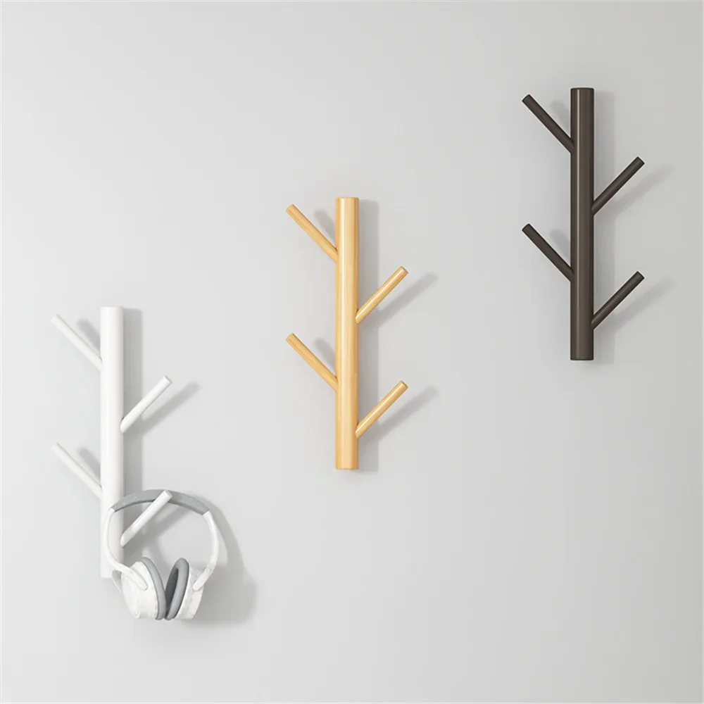 Wall Mount Clothing Rack Coat Hanger Branches Natural Pine Hook Handbag Cap Holder Living Room Decoration Wall Shelves 4/6 Hooks