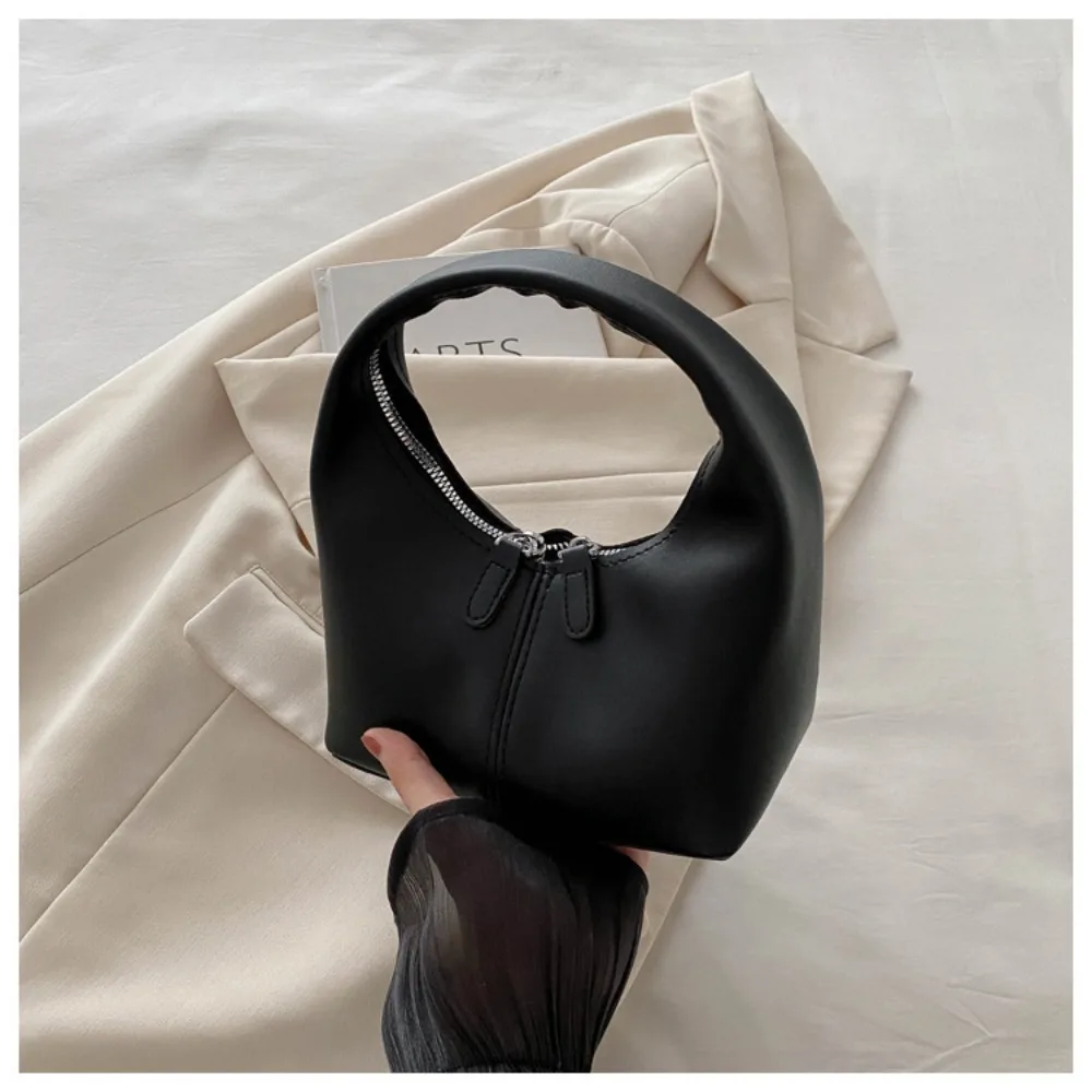 

Portable Pu Pu Leather Handbag Small Bag Purse Underarm Bag Fashionable Candy Color Crescent Bag Travel