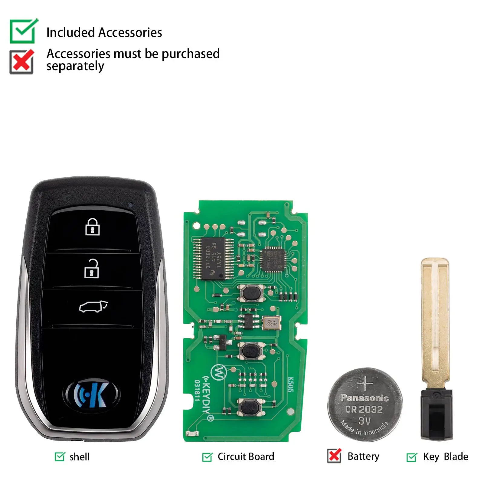KEYDIY KD TDB01-3 Universal Smart Remote Key 3 Buttons Compatible with Toyota Type