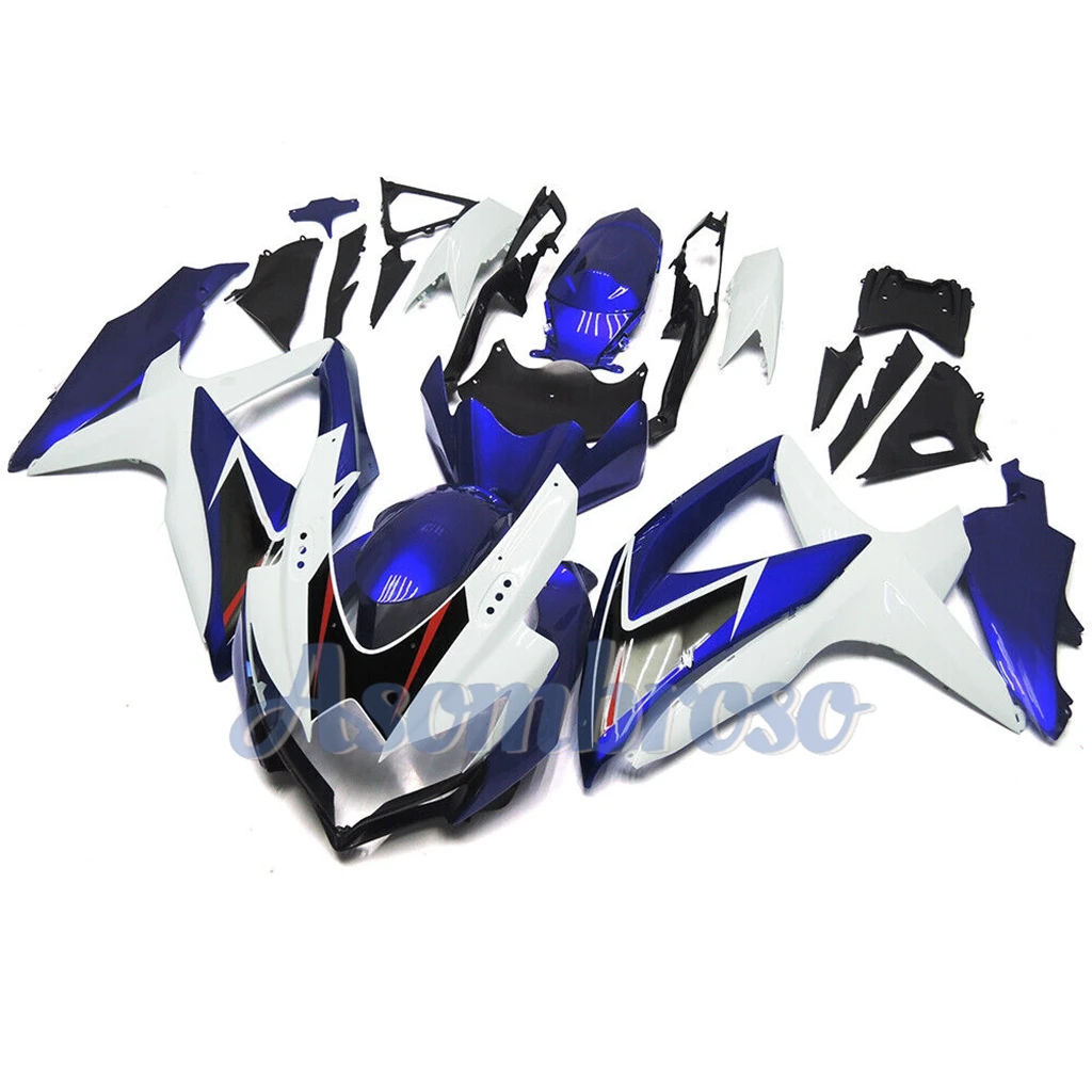 for Suzuki GSXR600 2008 2009 2010 08 09 Motorcycle Fairing Set K8 GSXR 600 GSXR750 Blue/White