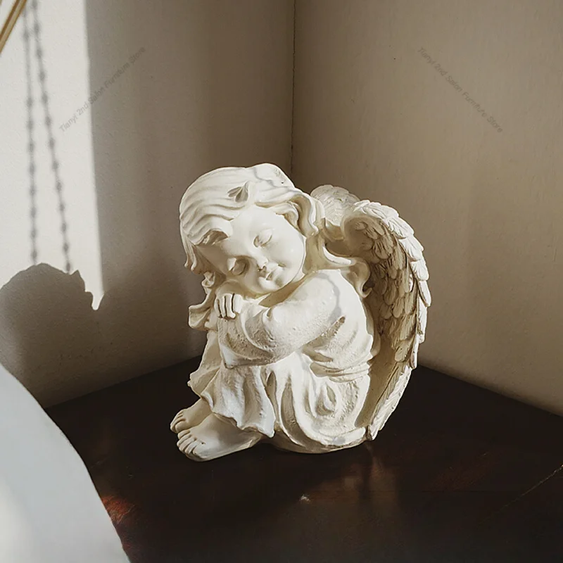 Method Cherub Figurines Nordic Vintage Living Room Bedroom Figurines & Miniatures Aesthetic Bedroom Home Decor Estatua FYFM
