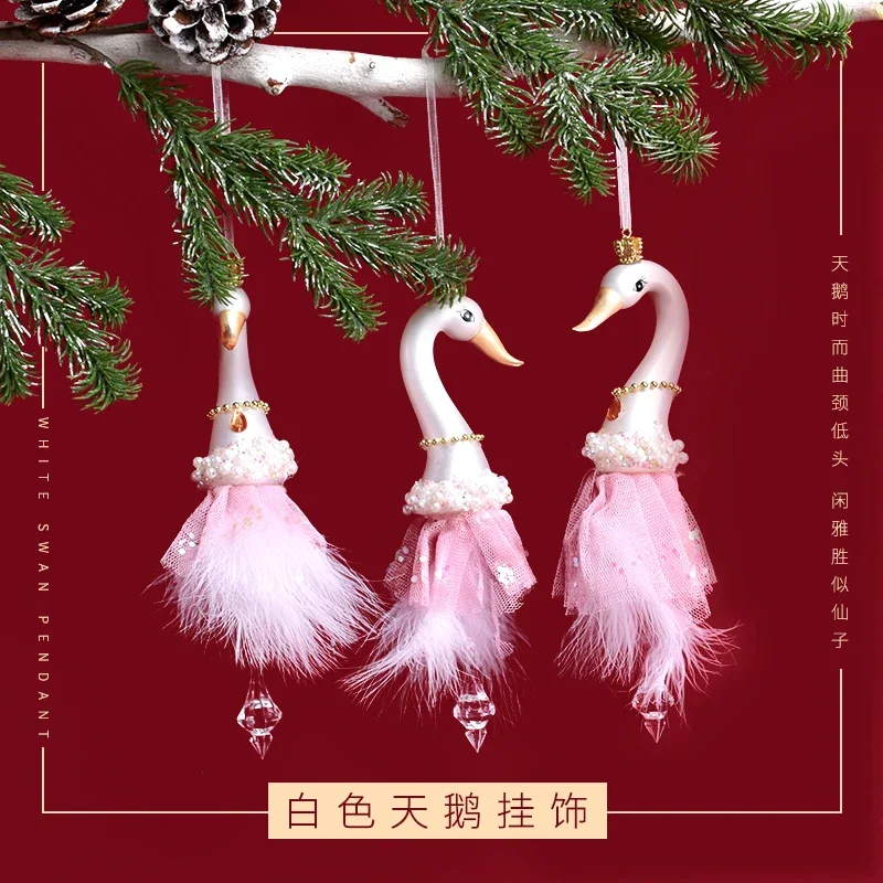 

Christmas decorations glass painted crown swan shape ornaments scene layout dress up pendant pendant