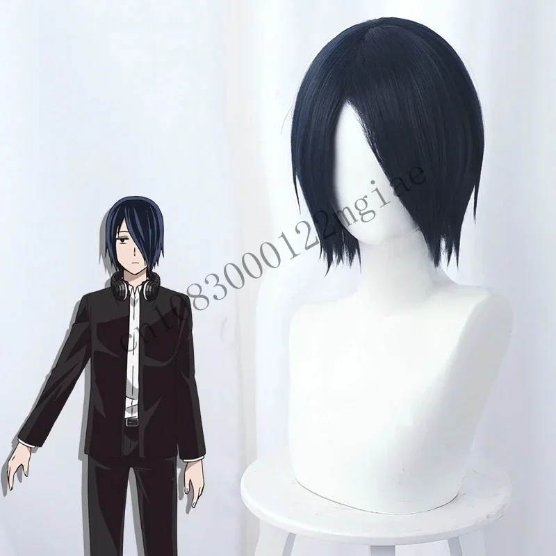 Kaguya-Sama: Love Is War Yu Ishigami Cosplay Navy Blue Warping Short High Temperature Hairpiece Costume Role Play Wig CMM221