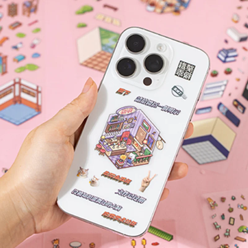 

Mr. Paper Mobile Phone Stickers 12 sheets/pack Mall Scenery PET Shopping Mall Scene Stickers Pack Home Handbooks Decorative Gift