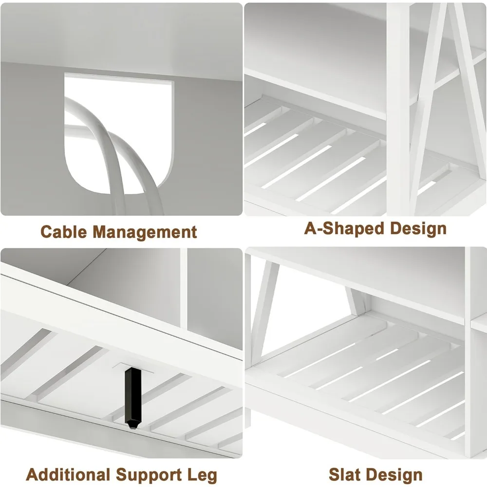 مركز ترفيه تلفزيوني حديث مقاس 60 بوصة مزود بـ 4 أرفف مفتوحة وفتحات لإدارة الكابلات #4