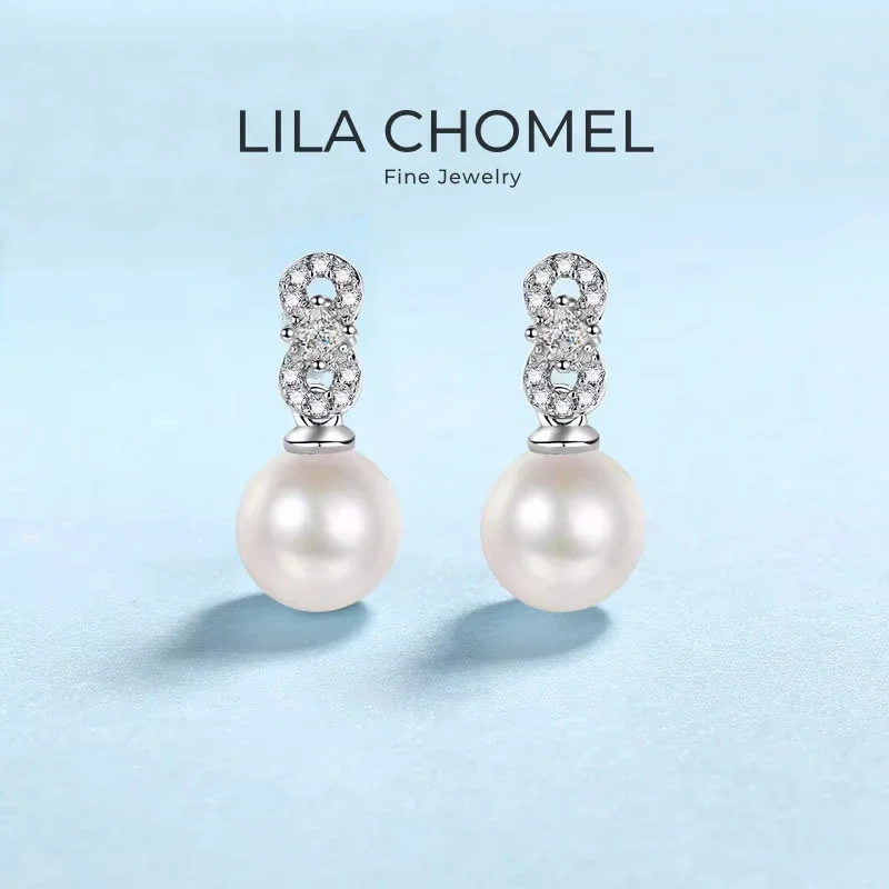 

Engagement 18K White Gold Earplug Stud Earrings Women Wedding 0.28CT Moissanite Diamond 9mm Pearl PT950 Platinum Fine Jewelry