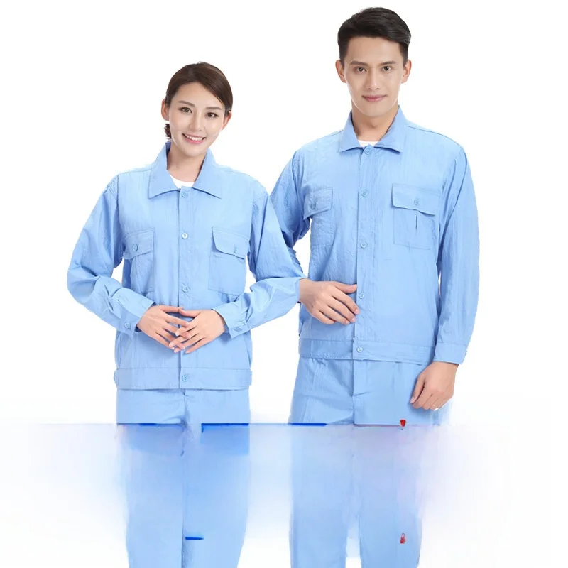 Lightweight Summer Long Sleeve Work Uniforms Washed Fabric Comfortable Breathable Men Women Labor Protection Clothing Printed