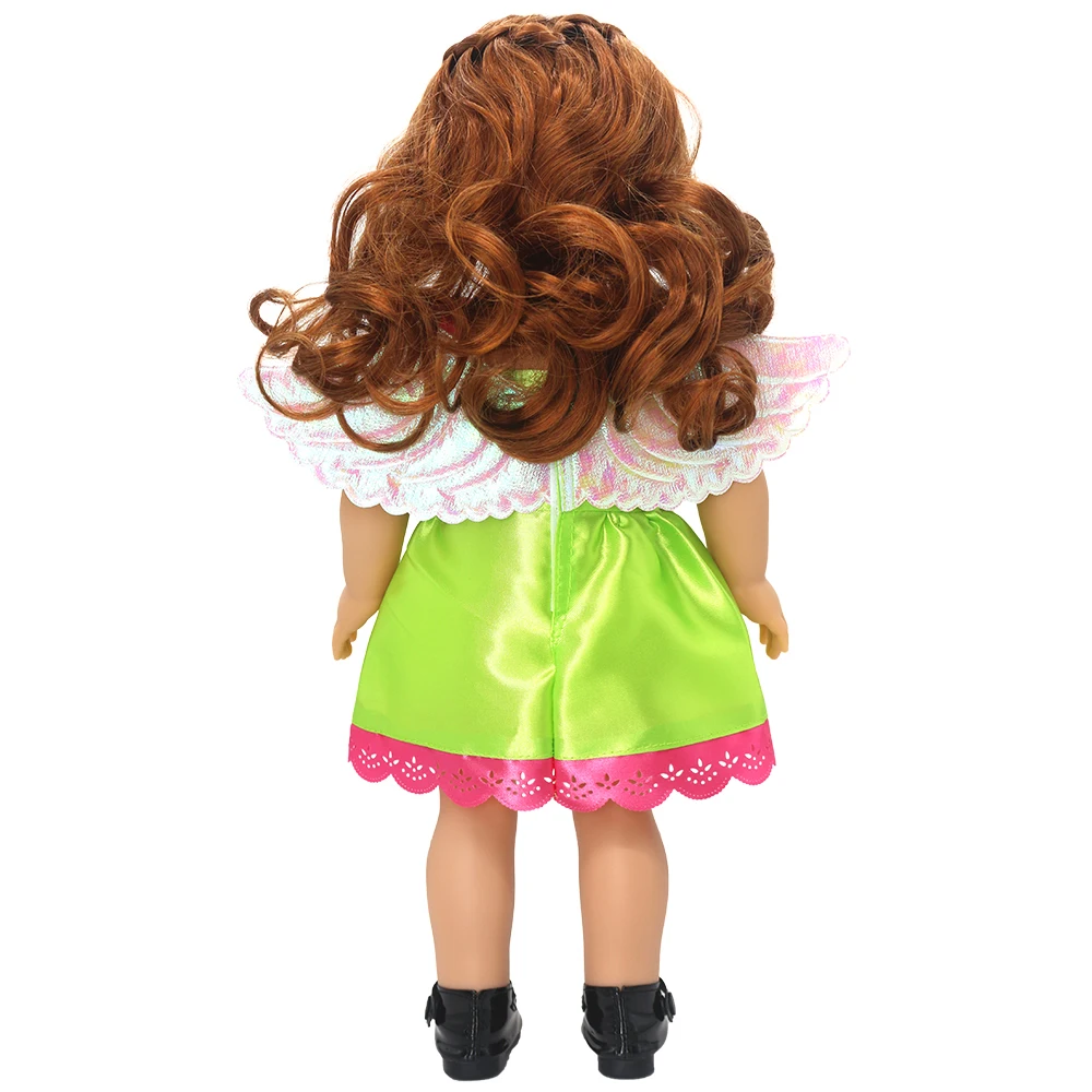 18 Inch Doll Fairy Wings Flower Dress, Polyester Outfit, Doll Clothing Accessory, No Doll or Shoes Included view 2