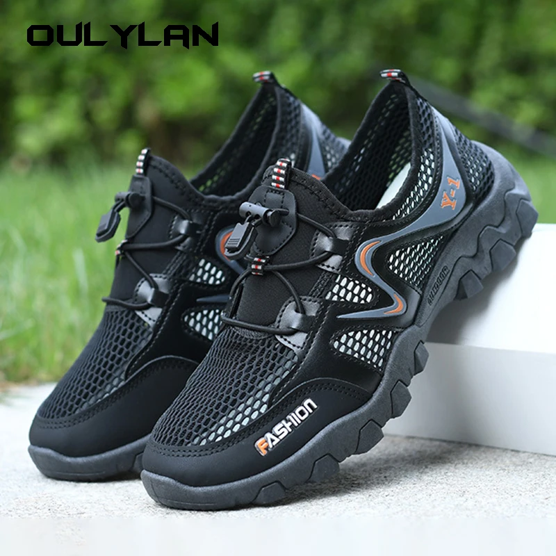 

Oulylan 2024 Summer Men Trekking Hiking Shoes Summer Mesh Breathable Men Sneakers Outdoor Trail Climbing Sports Shoes Size 39-44