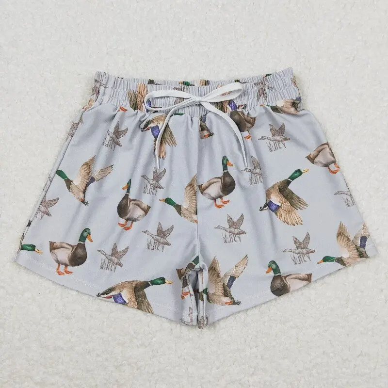 2.13 yanNew rts baby summer boys beach shorts wholesale boutique duck gray brown boys swimming trunks