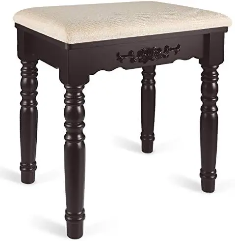

Vanity Stool, Modern Makeup Dressing Stool With Concave Seat Surface,Capacity 300Lb, Easy Assembly (Brown)