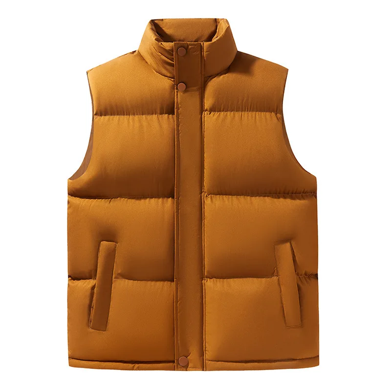 

Mens Cross Border Best Selling Vest for Spring Autumn Thickened Down Cotton Couple Style Sleeveless Versatile Stand Collar