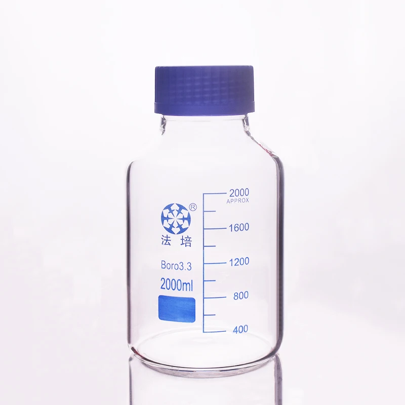 

Reagent bottle,Blue screw cover GLS80mm,Borosilicate glass, 500mL1000mL2000mL,Heavy Wall,Graduation Sample Vials Plastic Lid