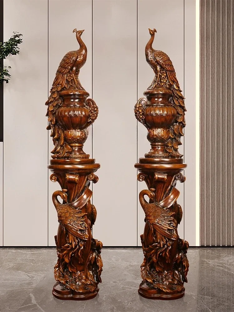 Ornamento di pavone dal pavimento al soffitto, un paio di inaugurazione della casa, decorazione dell'ingresso del soggiorno, decorazione del vaso della sala