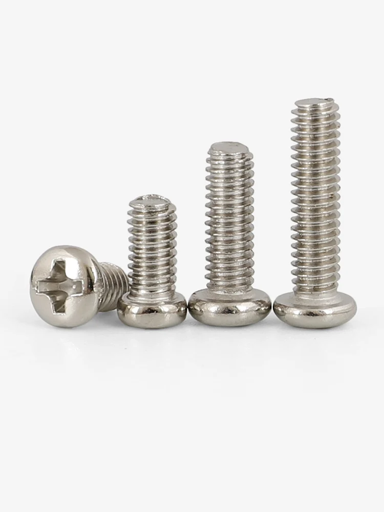 10000/2000pcs M2x4/5mm Nickel Plated Carbon Steel Cross Phillips Round Pan Head Screw Bolt
