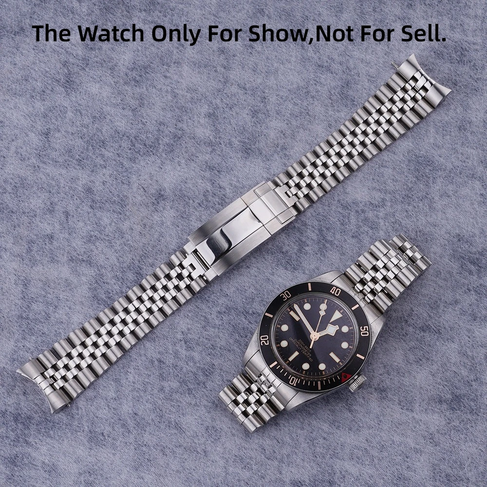 For Tudor BlackBay 58 Watch Band Strap 20mm Solid Curved End Link 316L Steel Jubilee Silver Bracelet with Oyster Deployment Clas