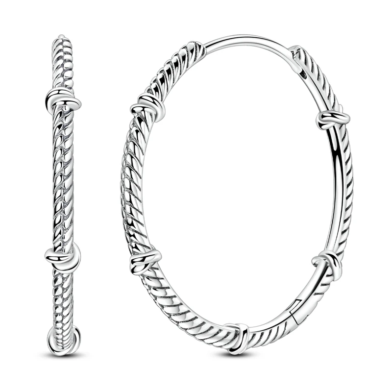 

925 Sterling Silver Earrings Women Sparkling Knot Snake Bone Pattern Hoop Earring For Anniversary Wedding Jewelry Gifts