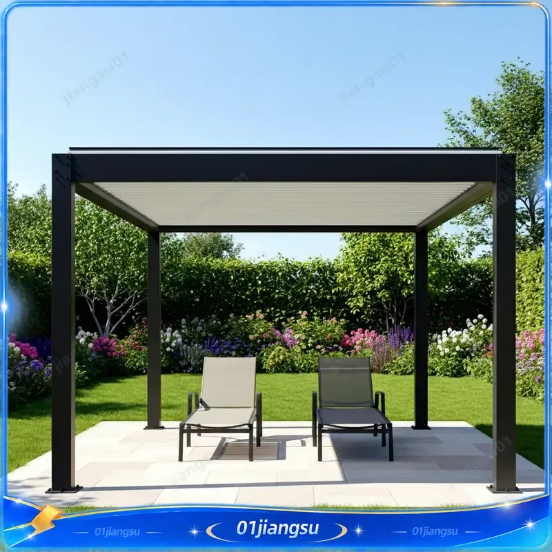 Motorized Aluminum Pergola System Outdoor Garden Gazebo Balcony Canopy Waterproof Eco Friendly Sunshade Roof Patio Cover