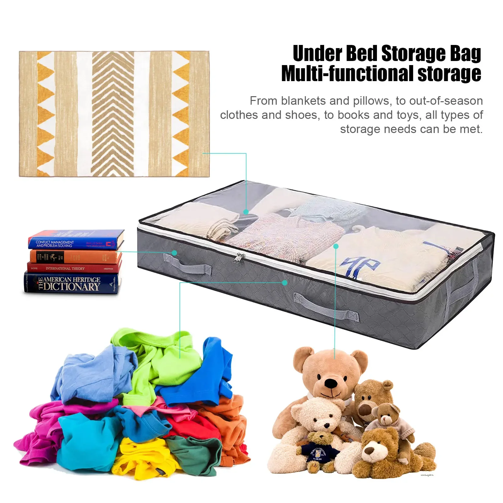 Non-Woven Bags to Store Clothes Blanket Storage Bag Nordic Quilt Bag Clothes Storage Box Under Bed Storage T shirt Organizer