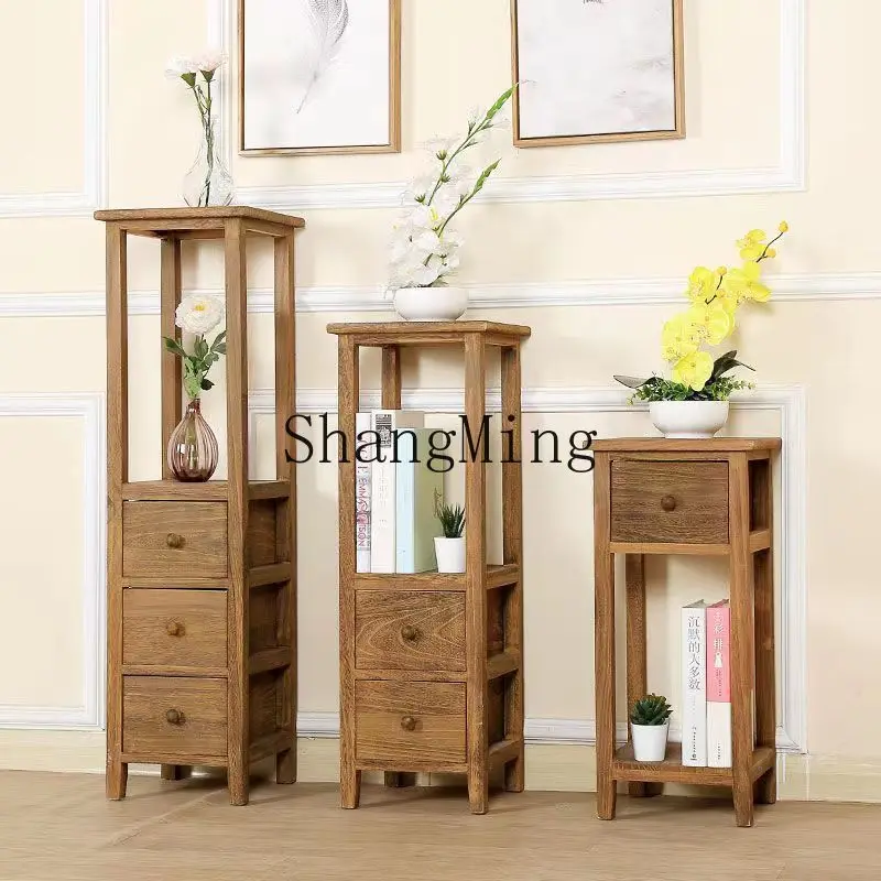 

FG modern flower stand solid wood flower stand indoor household flower stand retro solid wood white