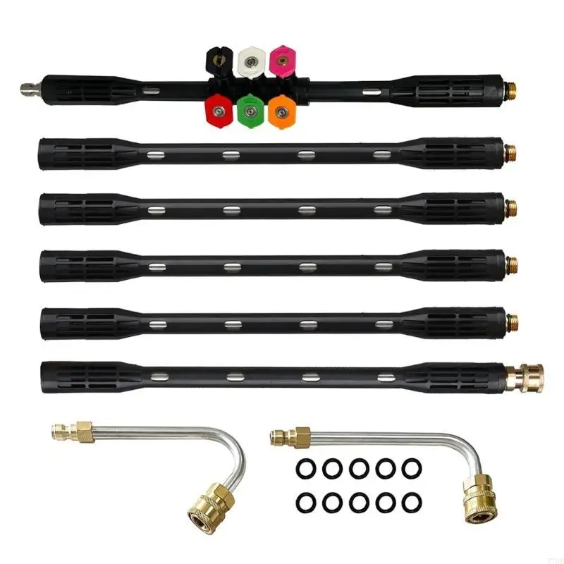 

77HB 9pcs Pressure Washer Wand Extension Set with Nonslip Design and 6 Quick Connection Nozzles for Home and Professional Use
