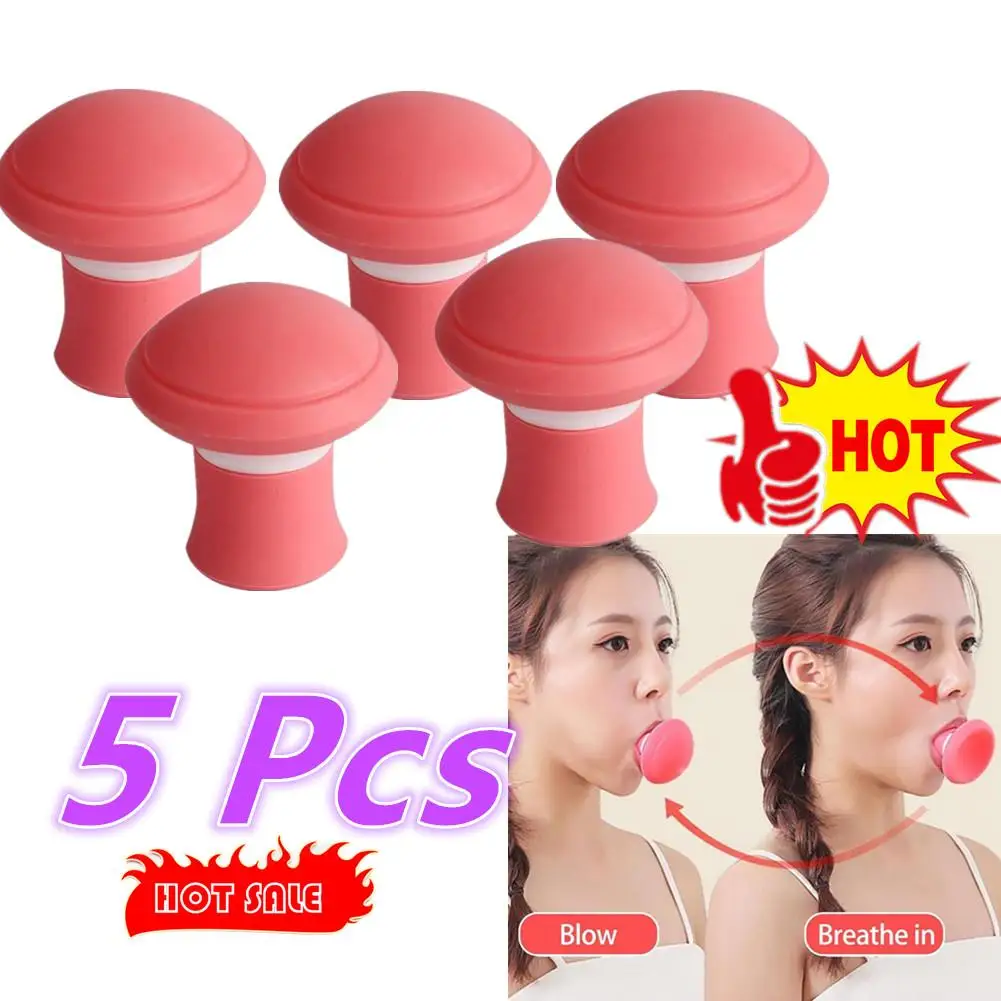 5 Pcs Fast Thin Face ซิลิกาเจลปาก Jaw Exerciser Slimming Face Lift เครื่องมือ Chin V-Shape Face Lifting Anti-Wrinkle Removal Blow