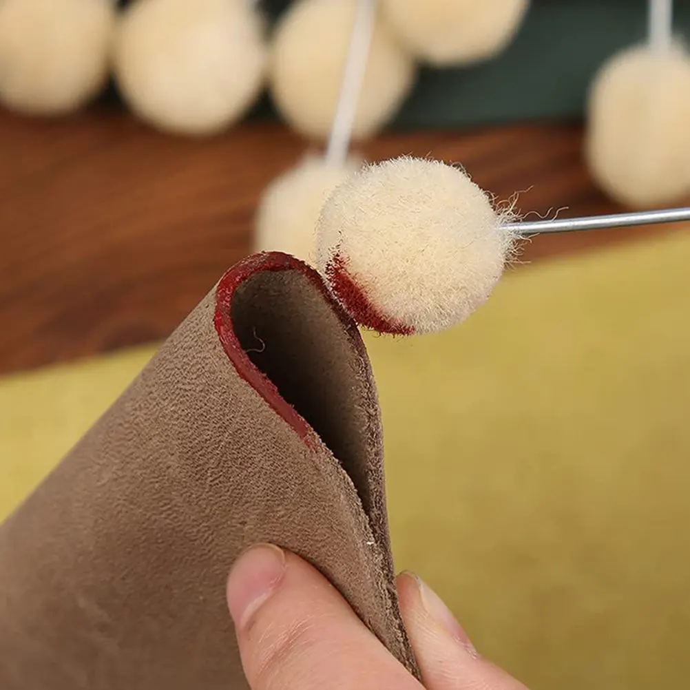 40Pcs Dye Wool Daubers Long Handle Metal Shaft Wool Ball Applicators for Shoe Edging Polishing Leathercraft DIY Staining