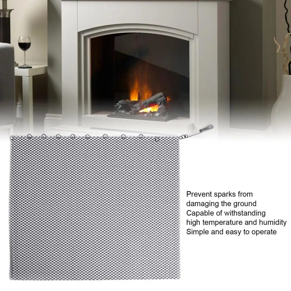 Hearth Screen 1 Set Reliable Freestanding Corrosion-resistant  Vintage Fireplace Mesh Screen Curtain for Living Room