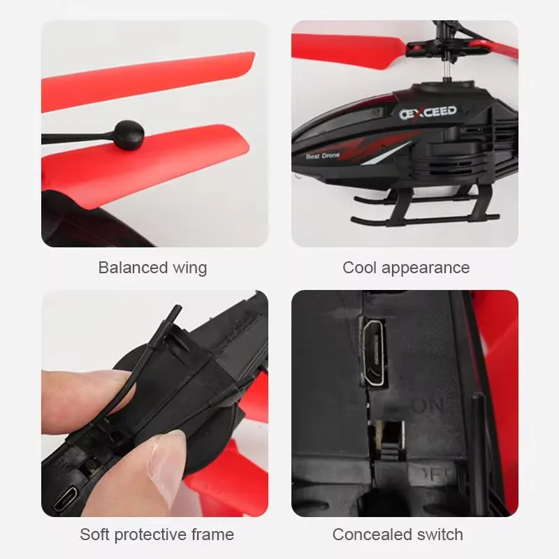 Mini Gesture Sensing Flying Remote Control Aircraft Toys 2 Channel RC Helicopters Interactive Outdoor Gifts