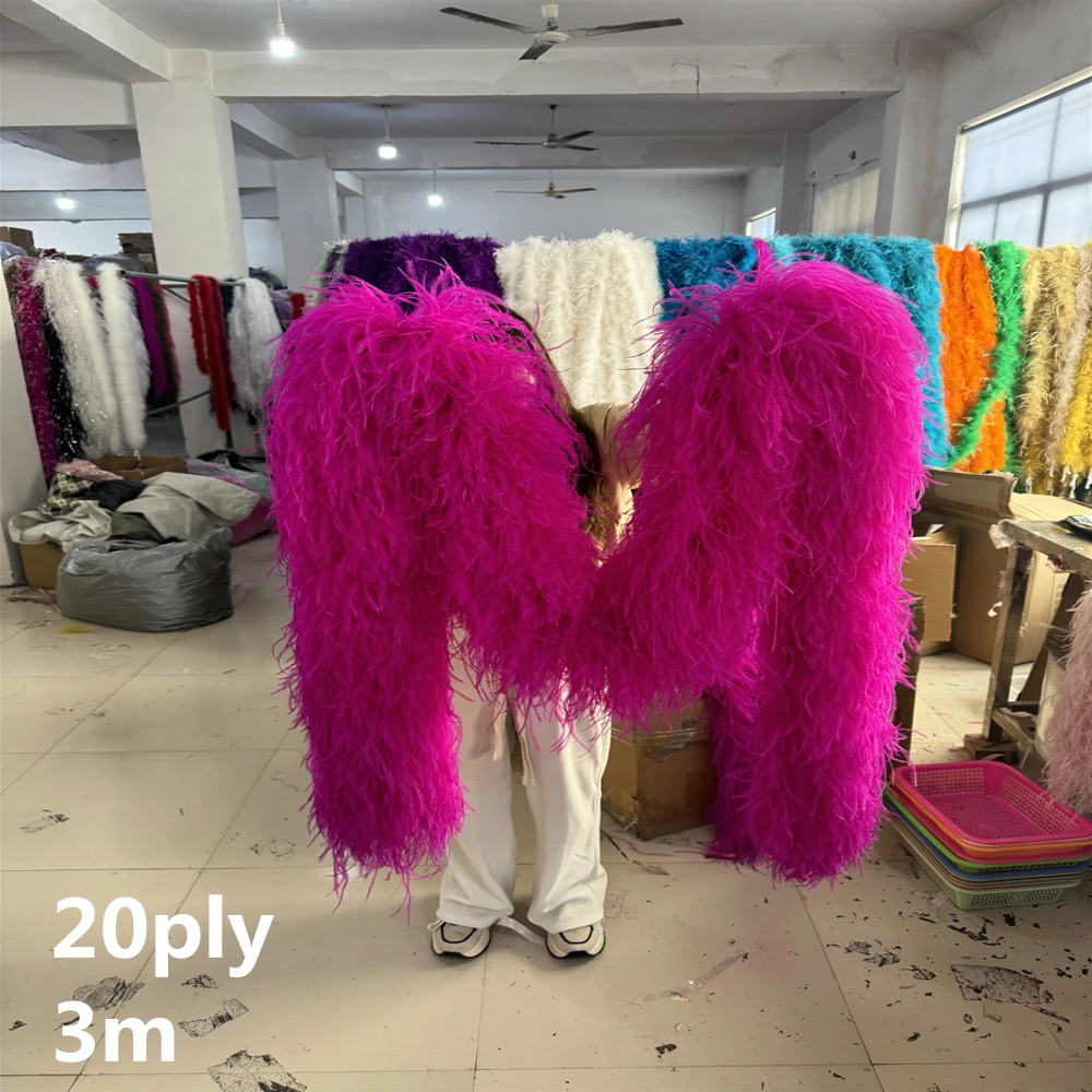 Customized 10Ply Fluffy Ostrich feather boa 0.5 1 1.5 2 3M Long Pluma Boa Scarf for Costume Wedding  Clothing Sewing Accessory