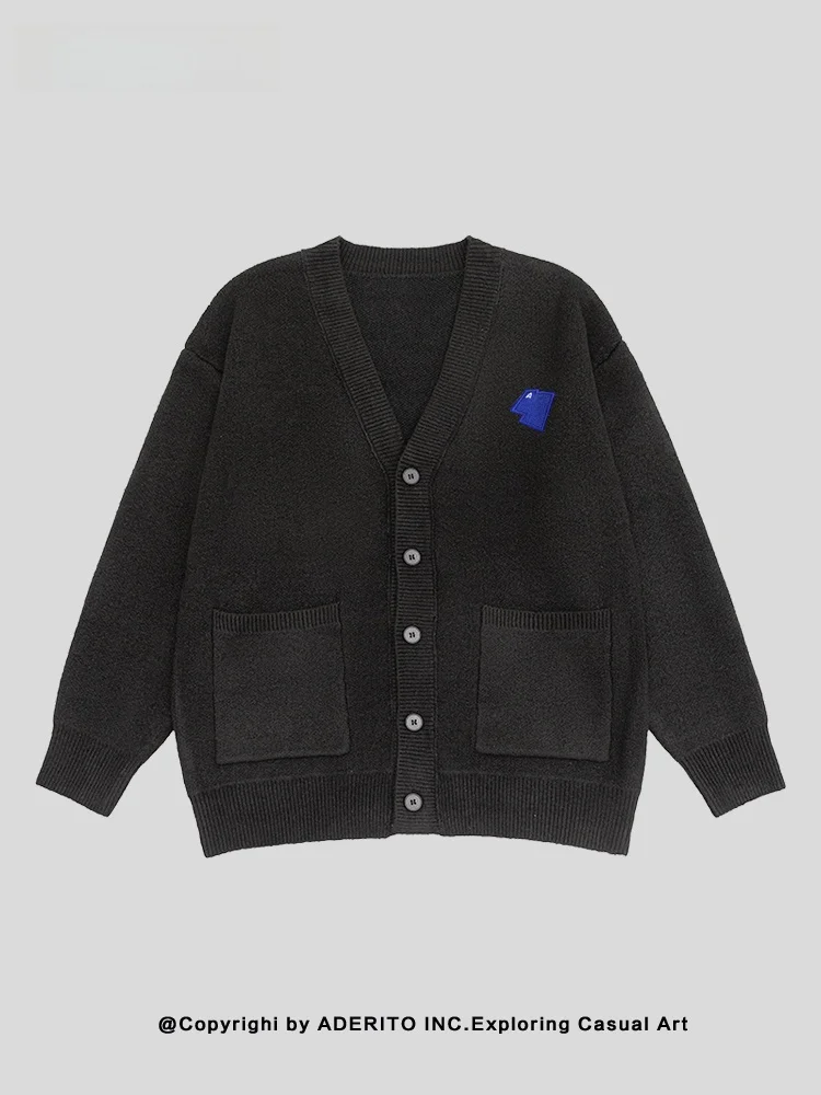 

Laid-ba Sle V-ne Open Cardigan Sweater Men's And Women's Loose Casual Knitted Wear Polyester Fiber Winter Warm Breathable