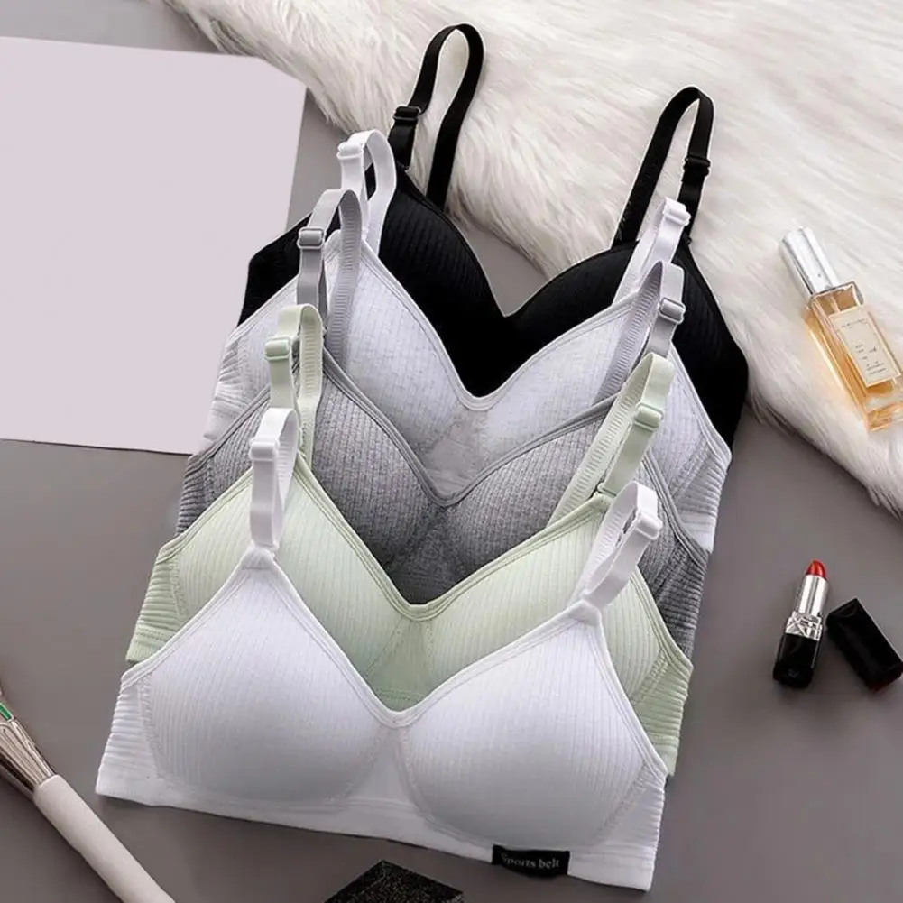 Women Bra Seamless Push Up No Wire Removable Breast Pads Bra Thread Breathable Elastic Back Closure Adjustable Straps Lady Bra