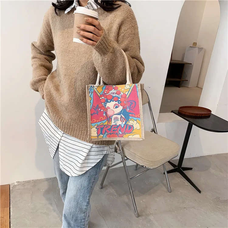 Women's Bag, Hand Bags Shoulder Bag Canvas Wallet Portable Tote Handbags Fashion Retro Linen Bag