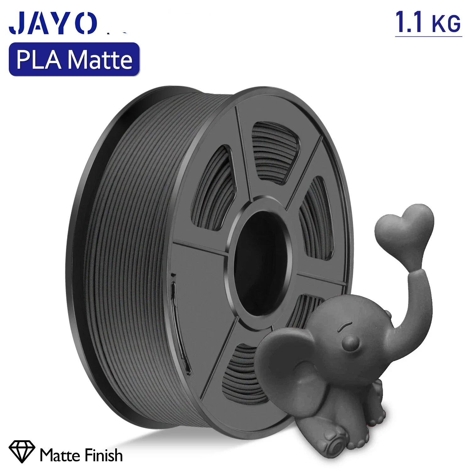 JAYO 1100G 3D-PLA-Mattdrucker-Filament, 1,75 mm, ordentlich gewickeltes PLA-Filament mit mattem Finish-Druck mit 99 % FDM-3D-Drucker und Stift