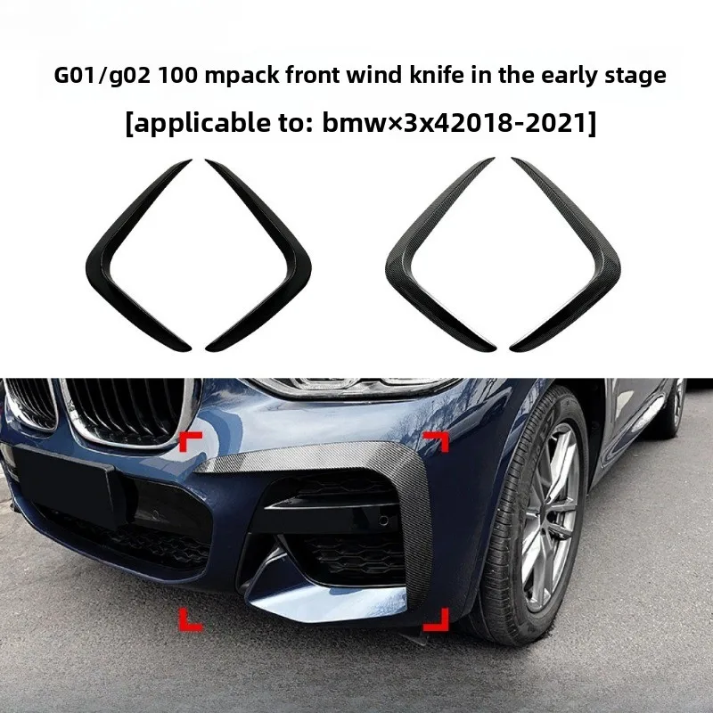 

For BMW X3 X4 G01 G02 2018-21 Model Gloss Black/Carbon Fiber Look Fender Intake Frame Trim Front Bumper Side Air Vent Cover