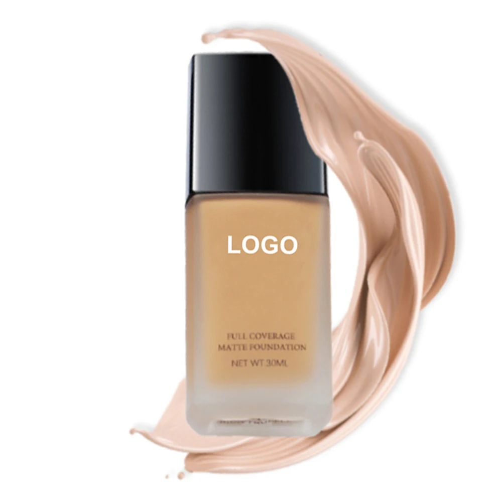 18-color Square Bottle Face Foundation Private Label Full Coverage Smooth Custom Logo Long-lasting Moisturizing Makeup Vegan