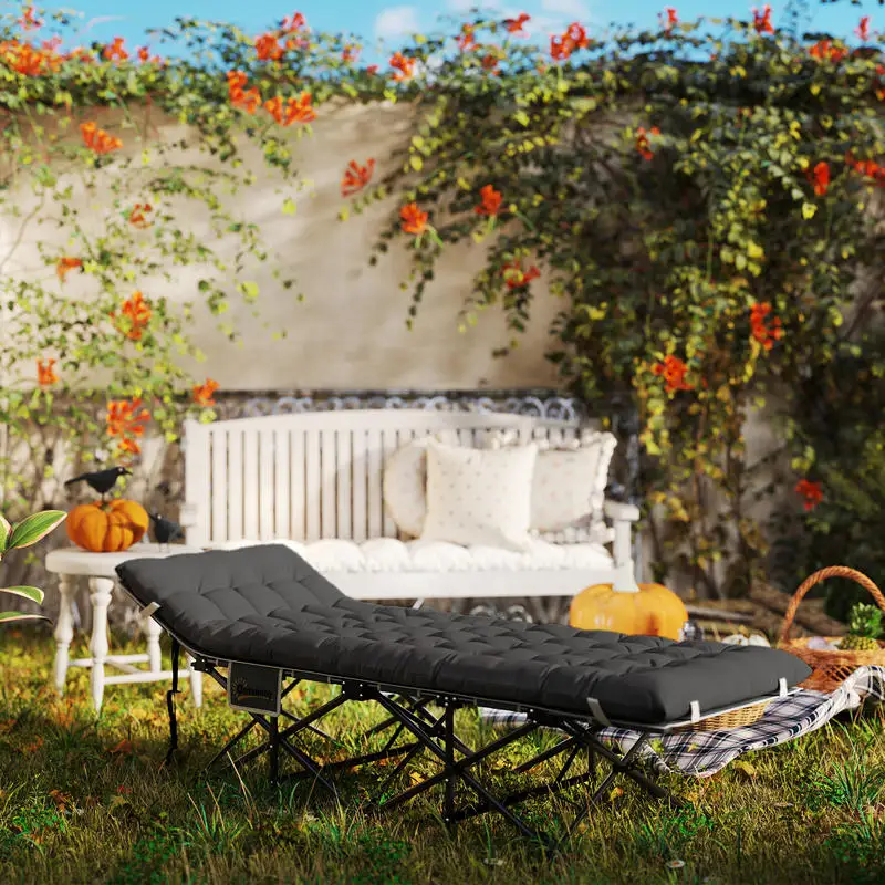 Immagine 6: Outsunny Letto da Campeggio Portatile, Materasso Resistente, Nero, Facile da Trasportare