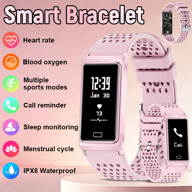 LIGE New Smart Bracelet Men Women Health Monitor Sports Fitness Tracker IPX8 Waterproof Pedometer Long Battery Life Smart Watch