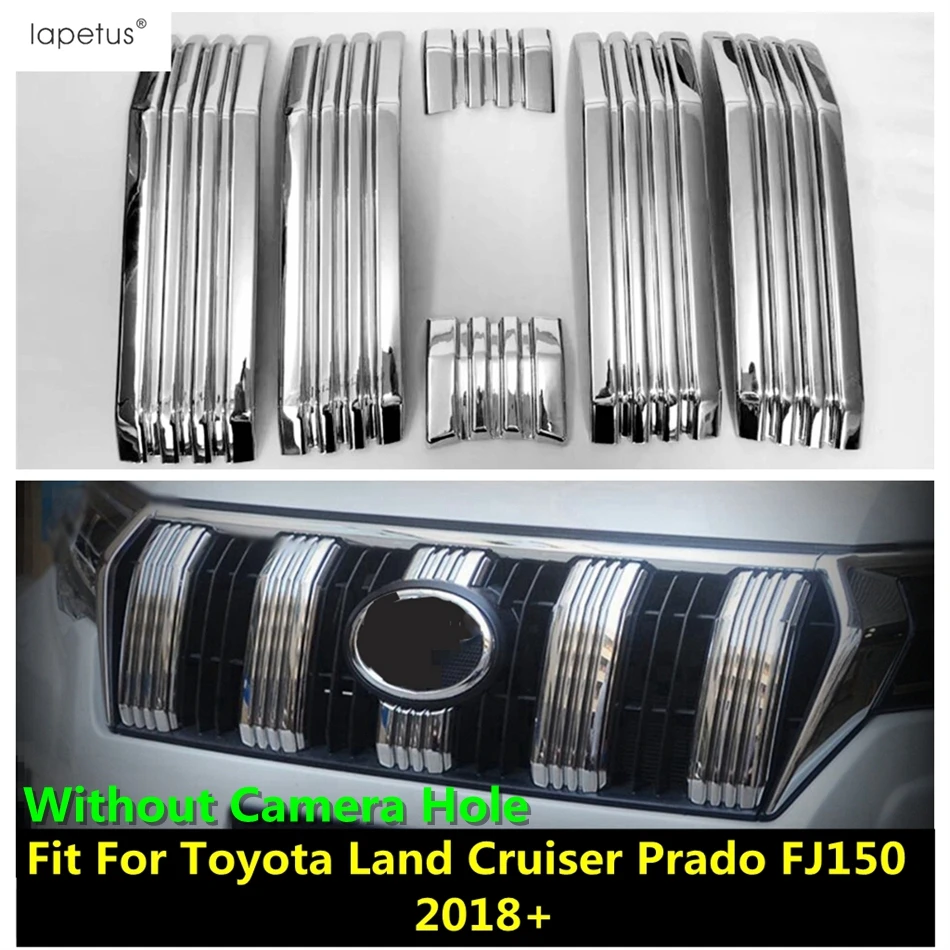 

Front Grille Grill Strip Decoration Cover Trim Accessories For Toyota Land Cruiser Prado FJ150 2018 - 2020 Without Camera Hole