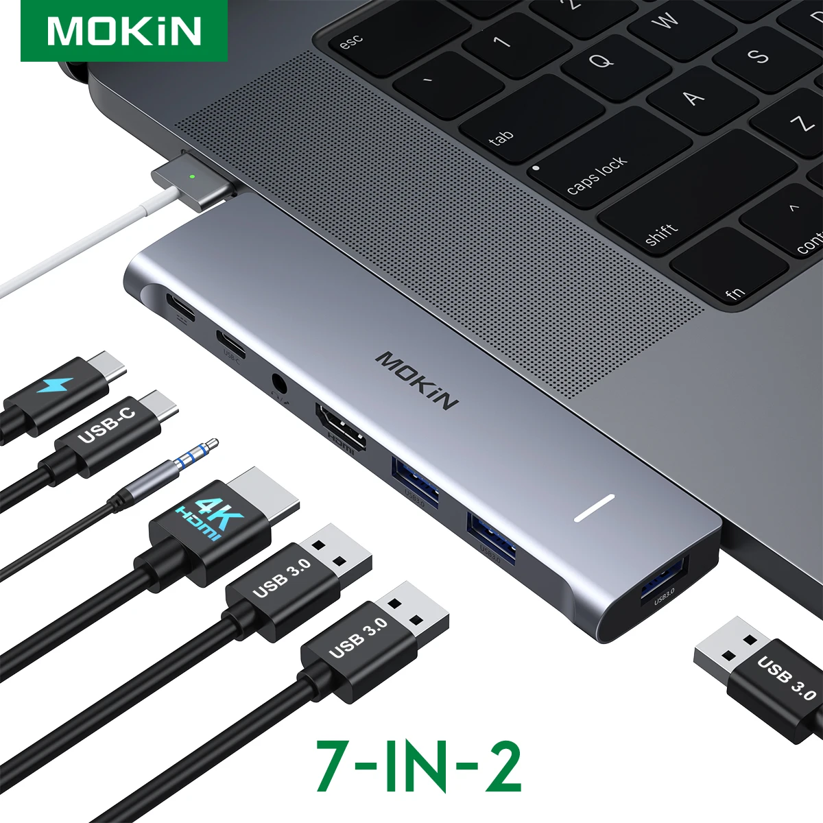 MOKiN MacBook Pro Adapter Hub USB Type C Docking Station Dual USB C to HDMI USB3.0 for MacBook Pro Air 13 Mac Dongle Laptops