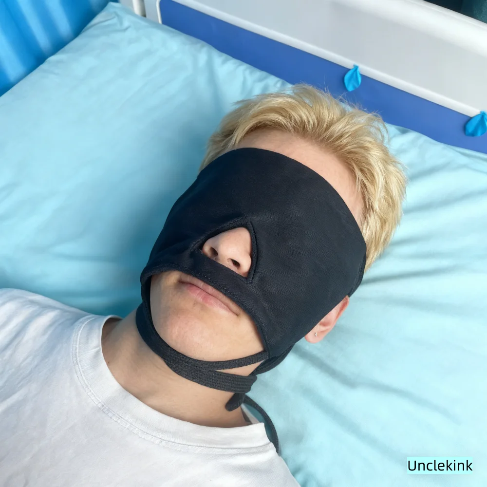 Medical Black Cotton Sleep Eye Mask Breathable Soft Light Blocking for Sleeping Travel & Hospital Nursing Washable Eye Cover
