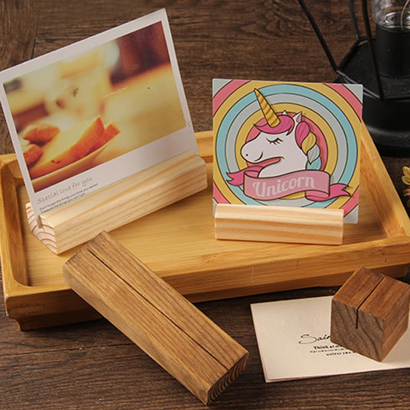 Natural Wood Memo Clips Wooden Card Photo Holder Clamps Stand Card Desktop Message Crafts for Wedding Party Events Decoration