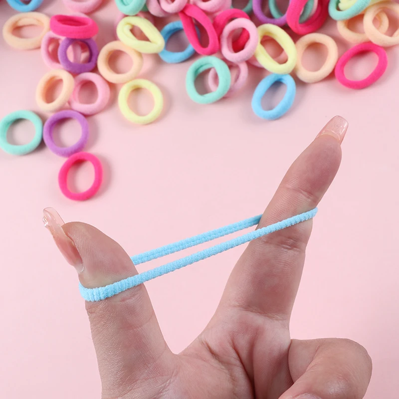 New 100Pcs/Lot Bands Girls Candy Color Elastic Rubber Child Baby Scrunchie Kids Hair Accessories