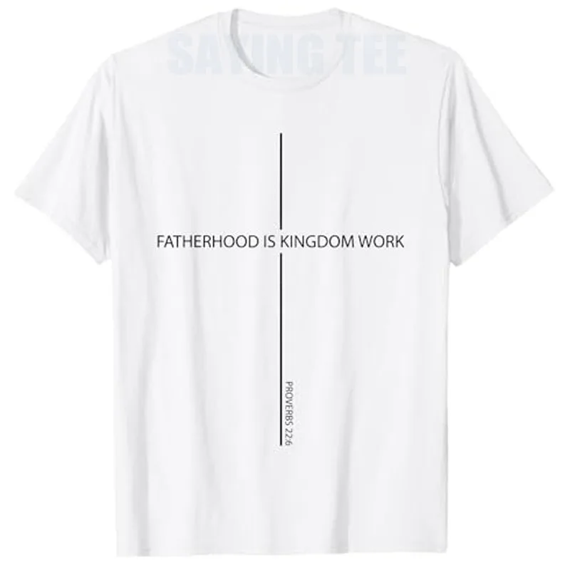 Lustiges christliches Vatertags-T-Shirt mit dem Spruch „Vaterschaft ist Königreichsarbeit“ im Y2K-Stil, mit Glaubens- und Christus-Kreuz-Grafik, modisches Geschenk für Männer. – Detail 7