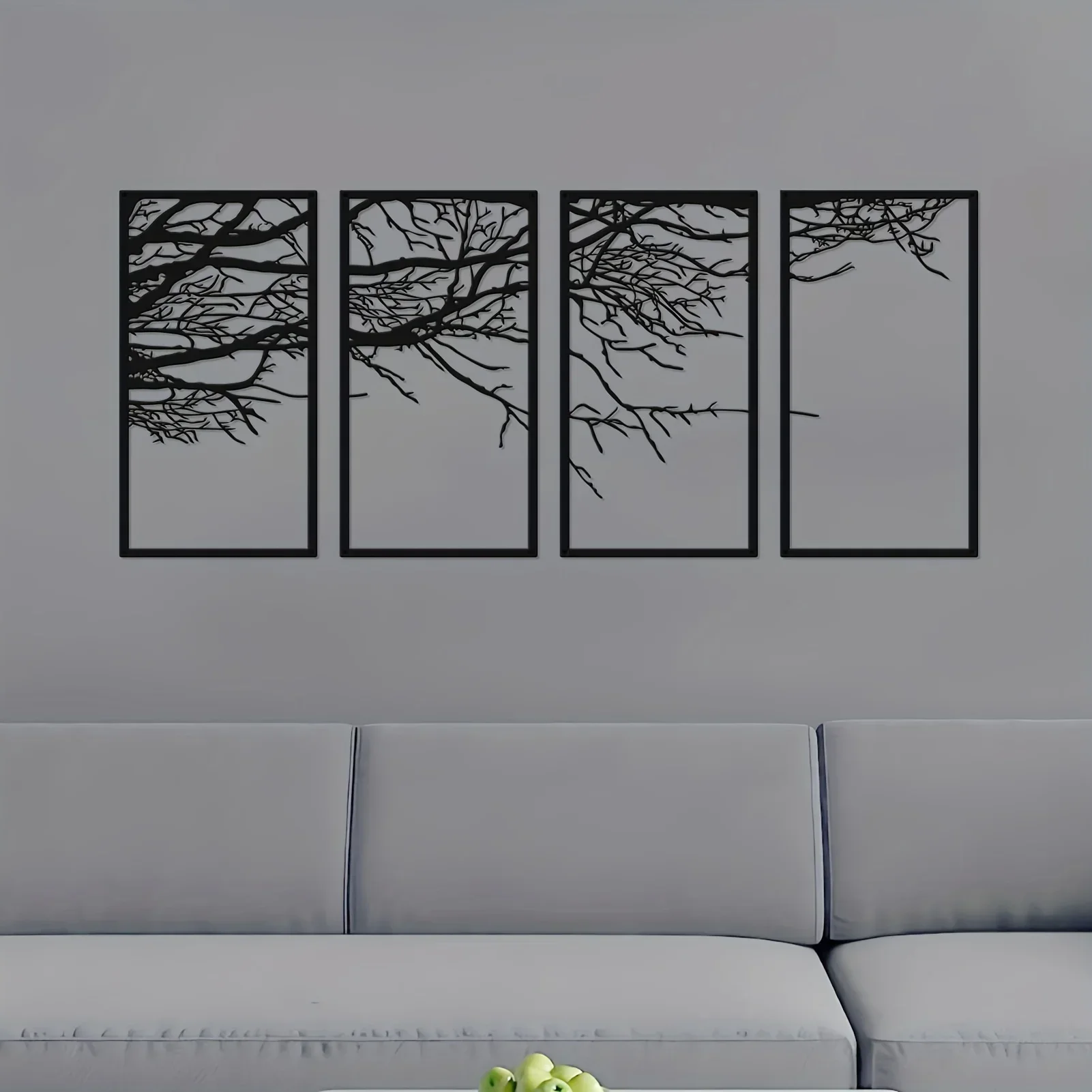 4 Pcs Black Metal Tree of Life Iron Art Home Bedroom, Living Room, Office, Kindergarten, Nursery, and Home Decor - Stunning Tree