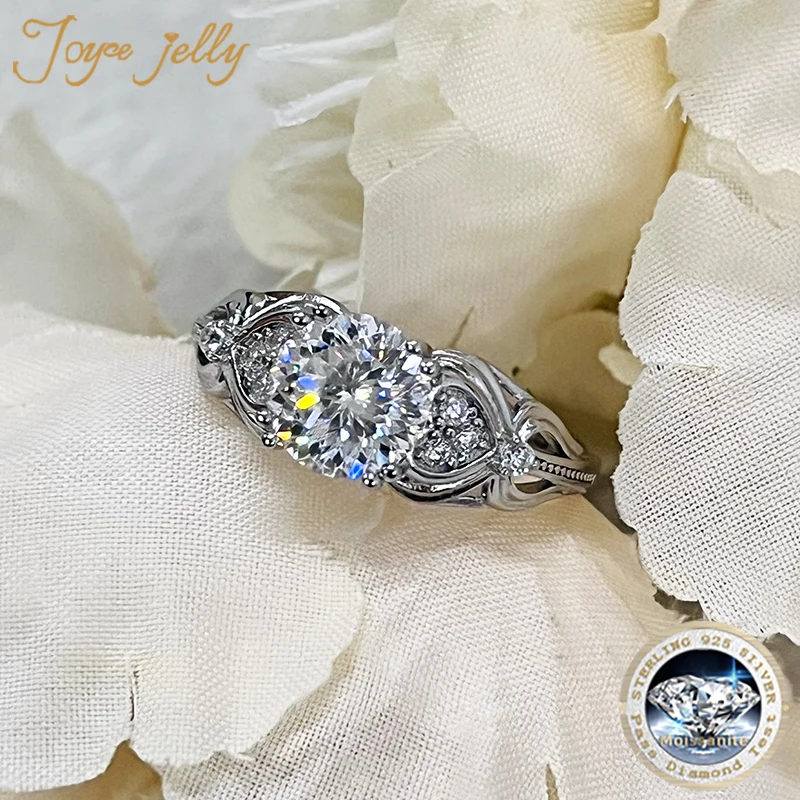JoyceJelly Luxury 8mm 2CT Moissanite Jewelry For Women S925 Sterling Silver Ring Wedding Bands Pass Diamond Tester Size5-10 Gift