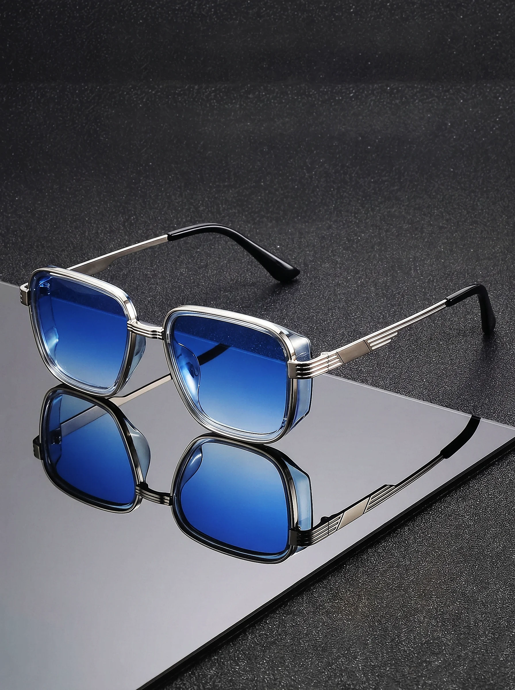 VIOLA MAG Retro Quadratische Sonnenbrille Unisex, Vintage-Sonnenbrille, Modische Übergroße Sonnenbrille mit Kostenlosem Aufbewahrungsetui